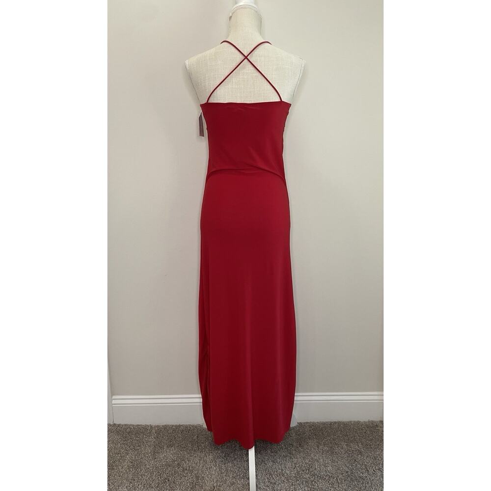 NWT Vintage Ibisco Y2K Prom Dress Maxi Gown 90s Glam Wedding V Neck Strap Red XS - Picture 3 of 8